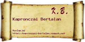 Kapronczai Bertalan névjegykártya