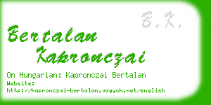 bertalan kapronczai business card